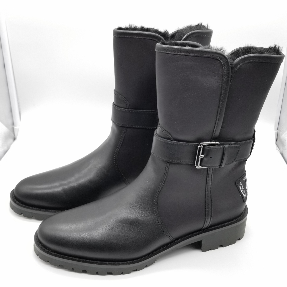 NIB Sam Edelman Black Leather Fur Lined Boot - Size 9.5